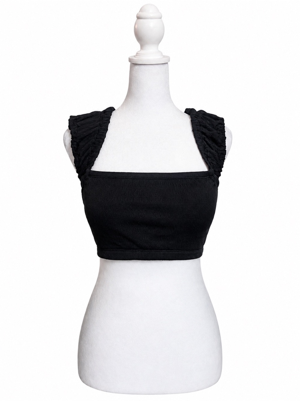 NWT Wild Fable Black Ruched Bikini Top Sewn-In Cups Adjustable Straps 2X